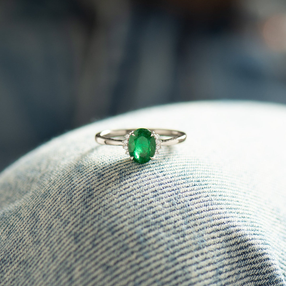 Emerald Oval Engagement Ring