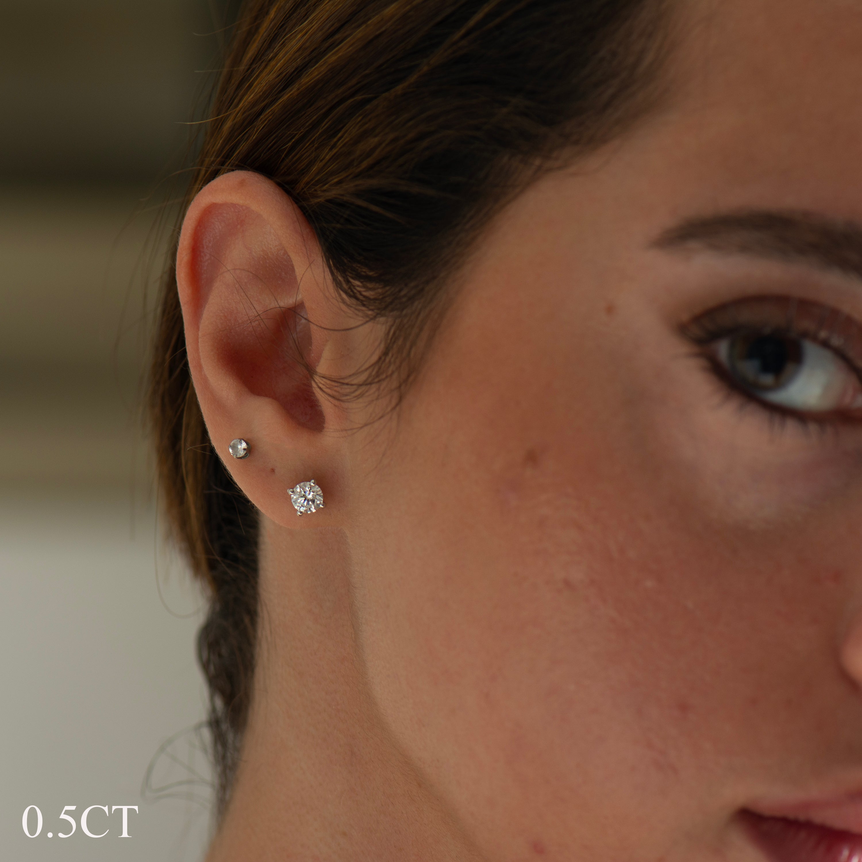 Round Lab Diamond Studs