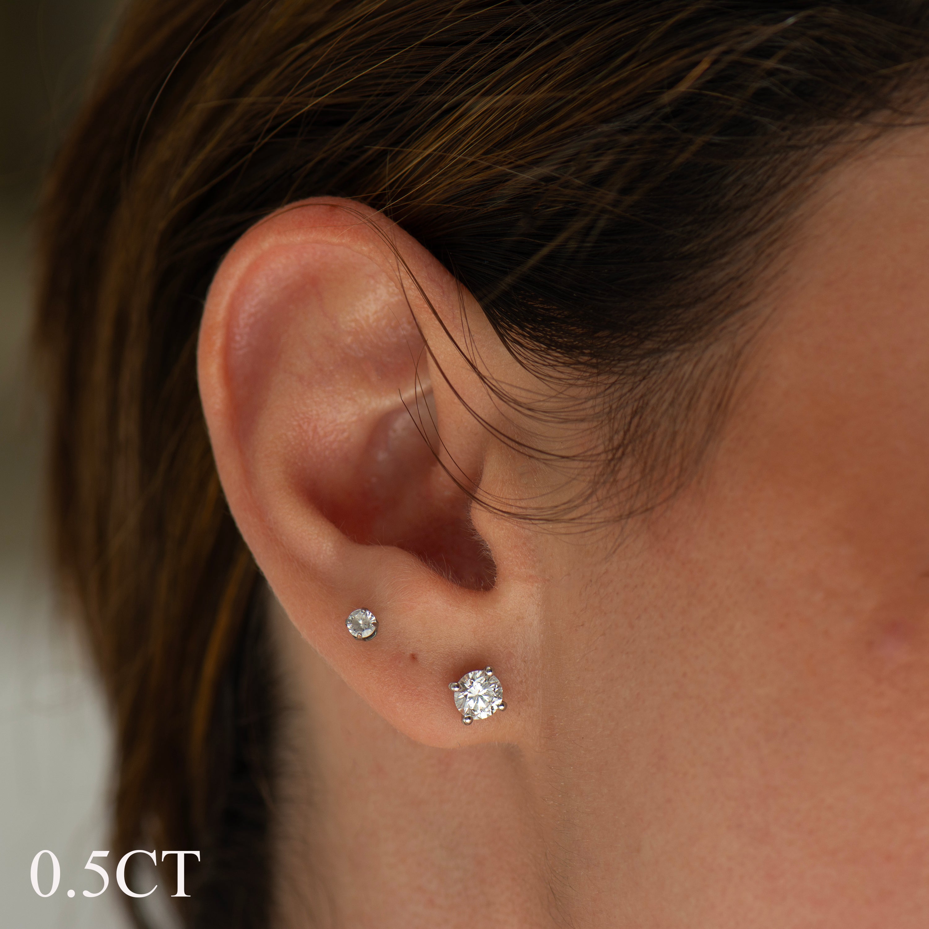 Round Lab Diamond Studs