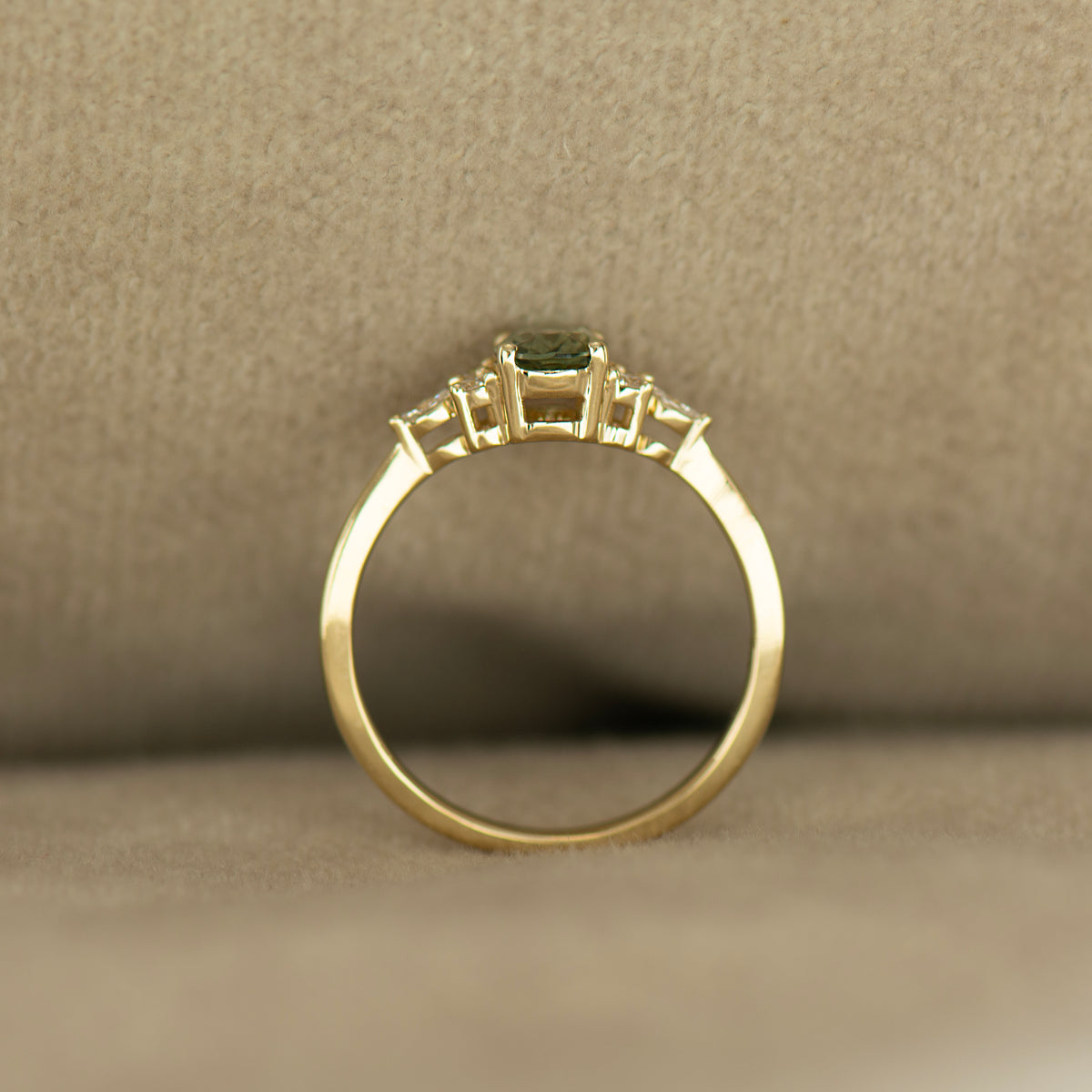 Lotus Green Sapphire Engagement Ring