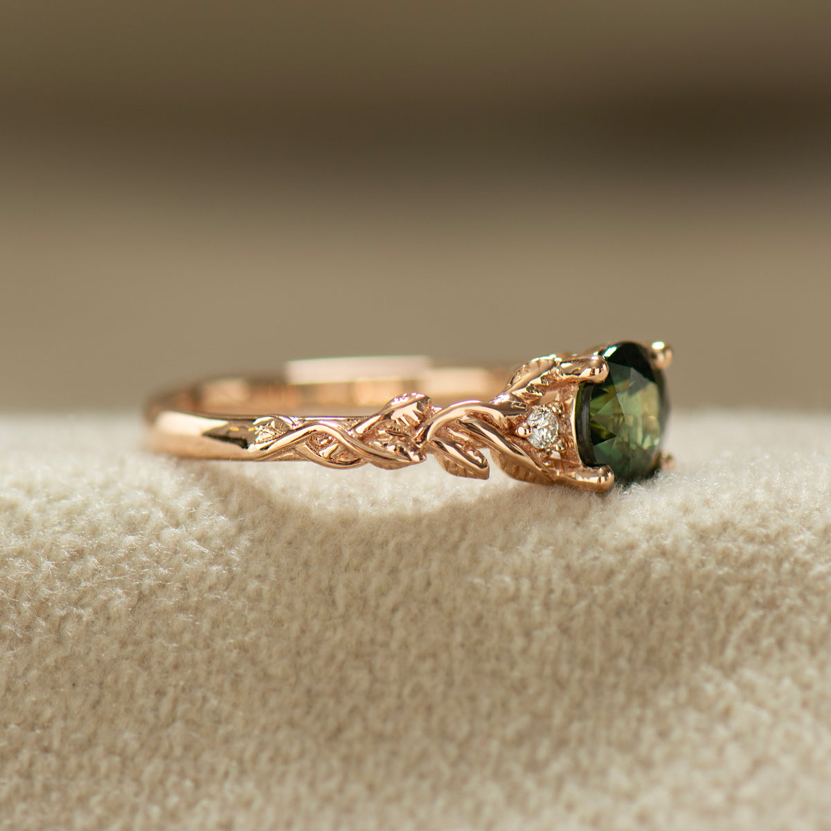 Leaves Sapphire Engagement Ring