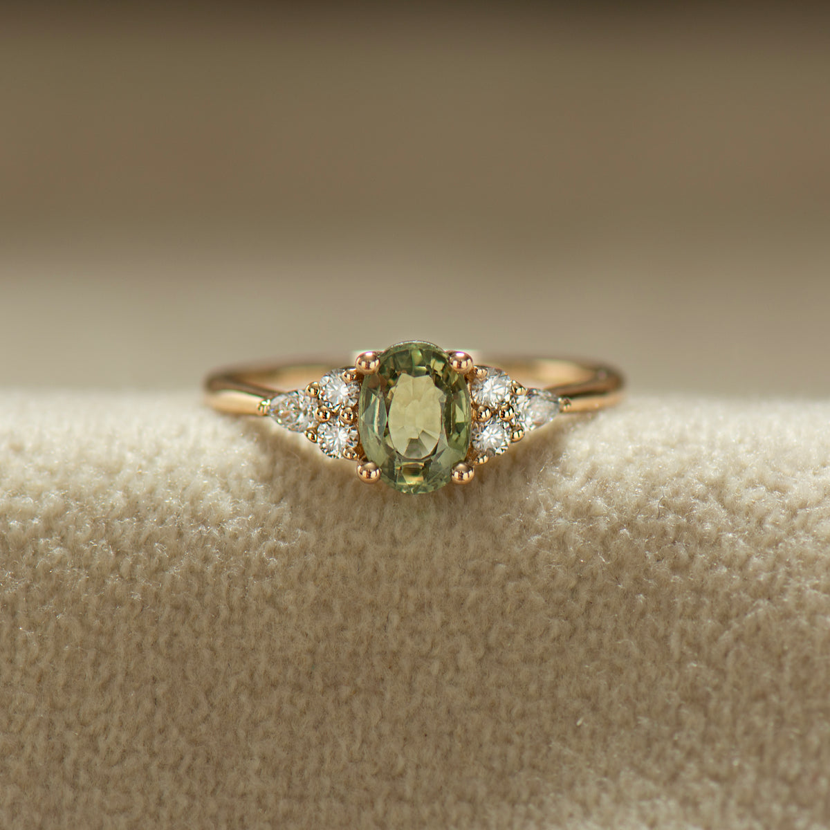 Green Sapphire Engagement Ring
