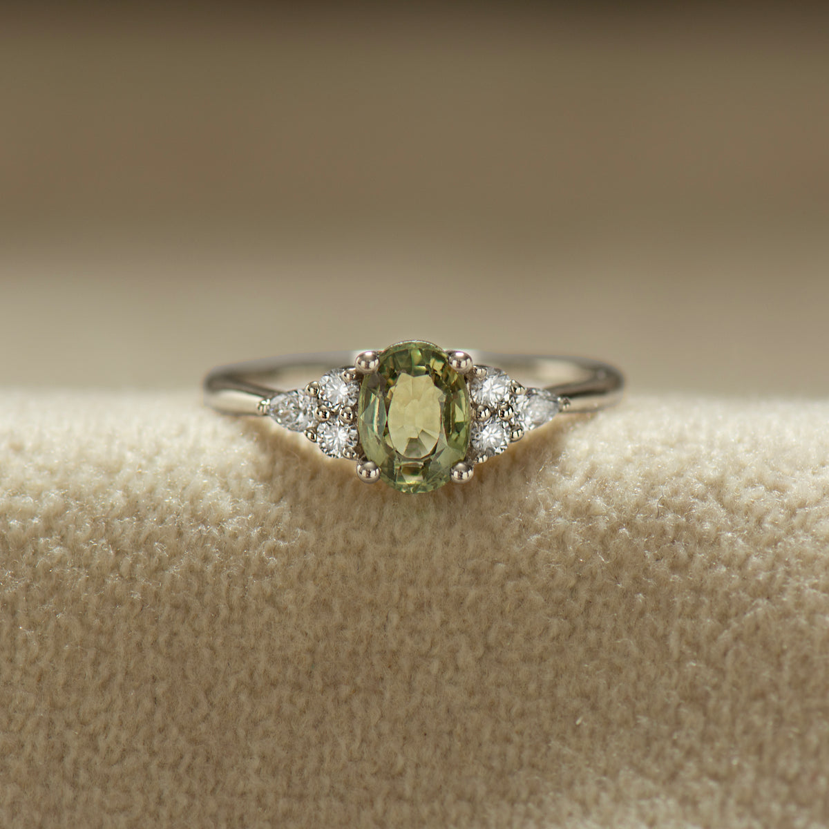 Green Sapphire Engagement Ring