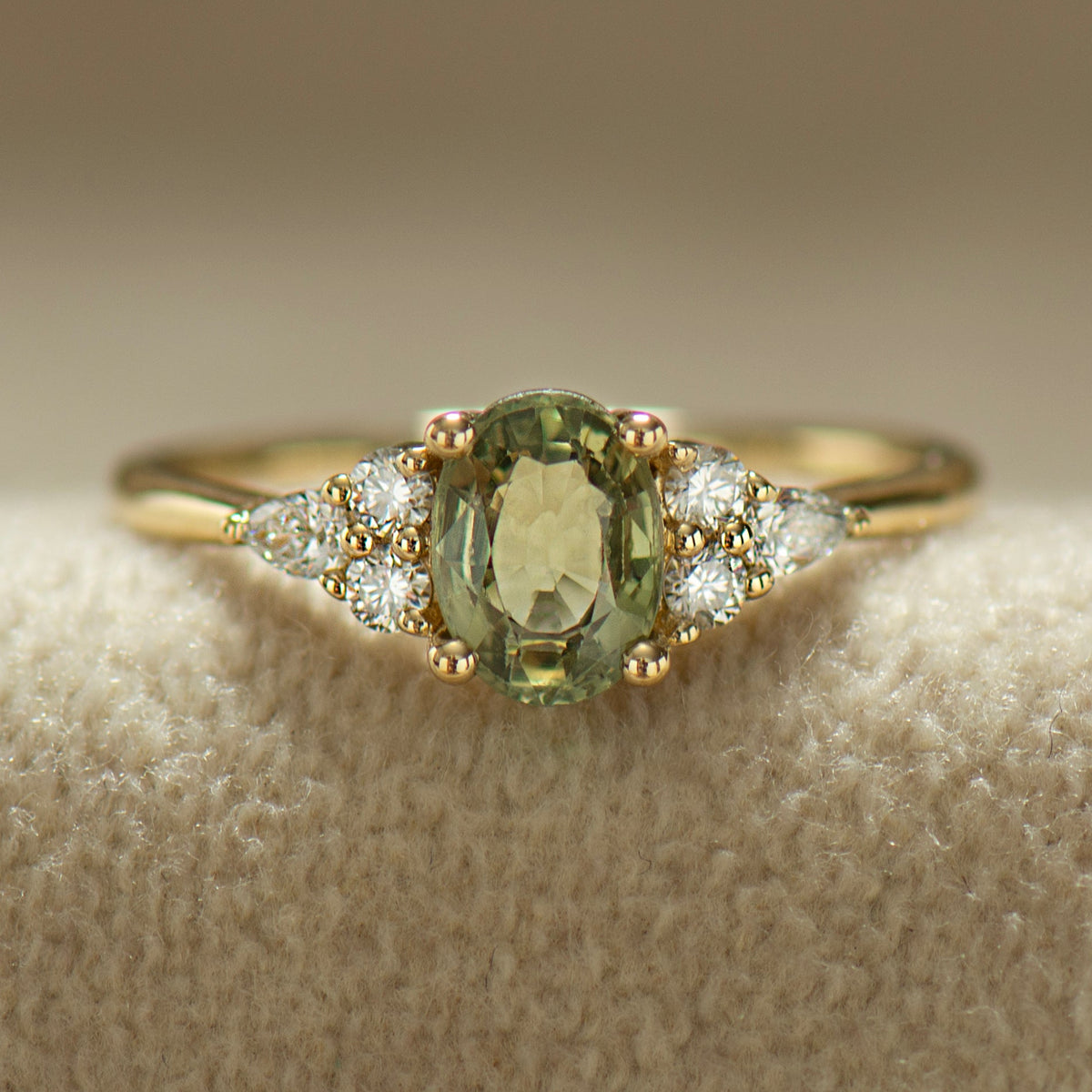 Green Sapphire Engagement Ring