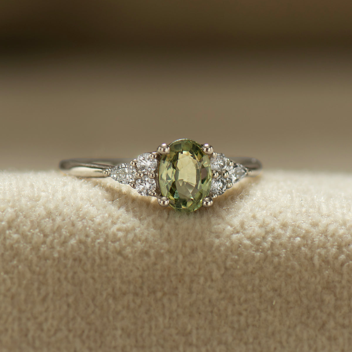 Green Sapphire Engagement Ring