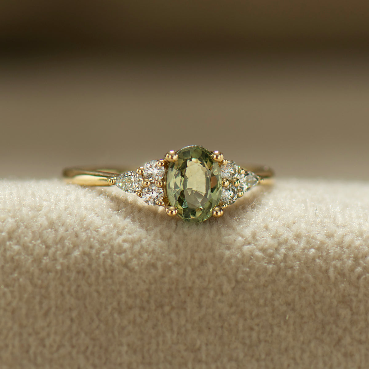Green Sapphire Engagement Ring