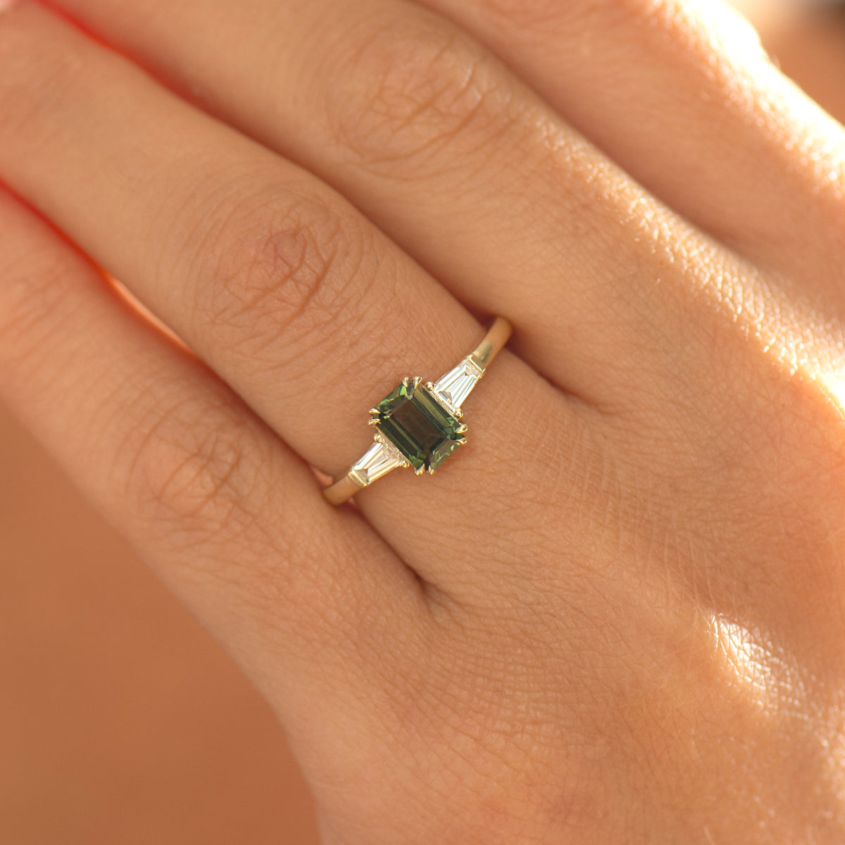 Art Deco Green Sapphire Ring