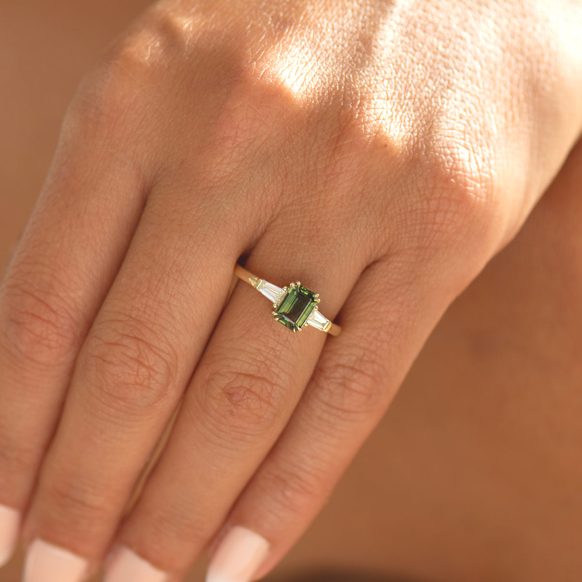 Art Deco Green Sapphire Ring