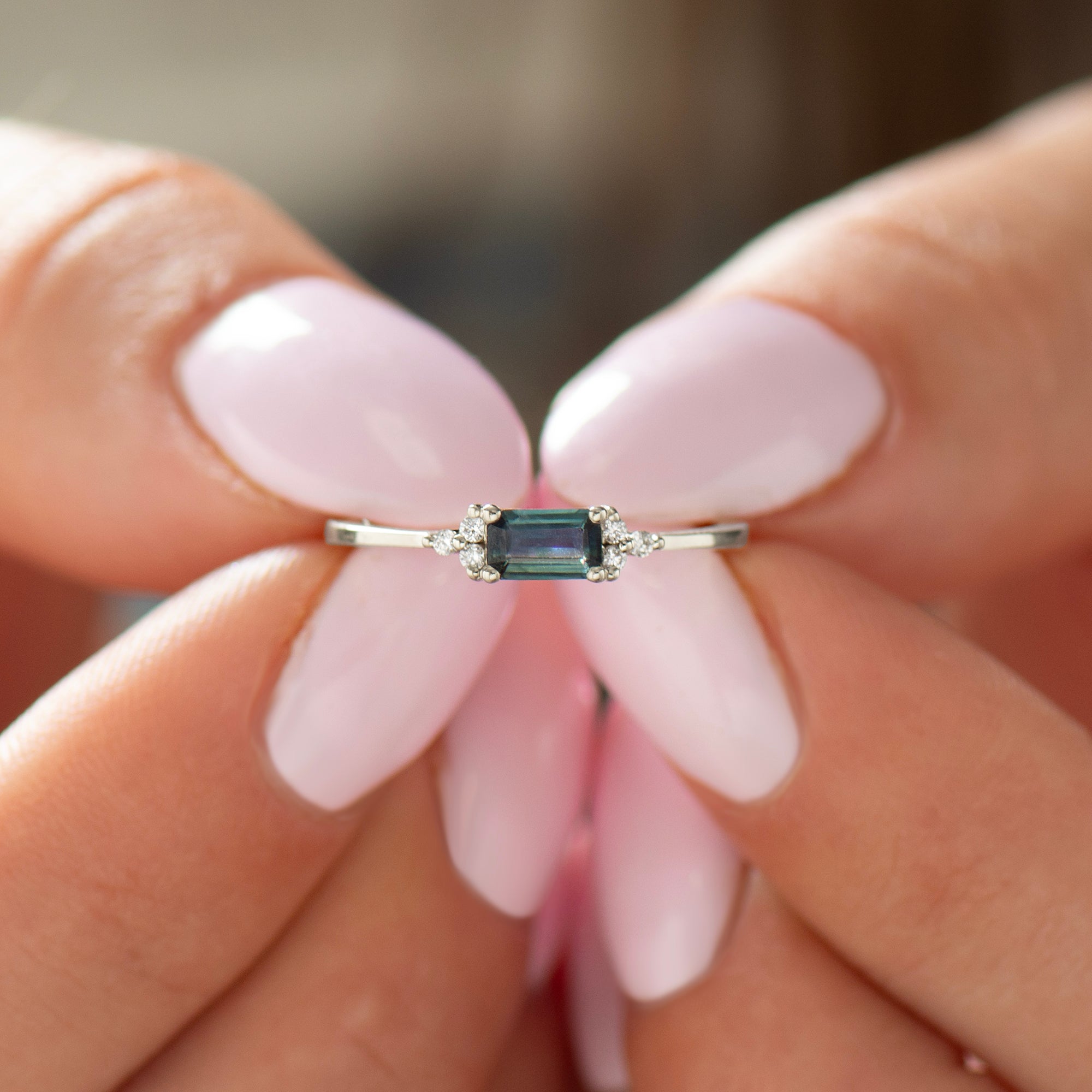 Denim Blue Sapphire Engagement Ring