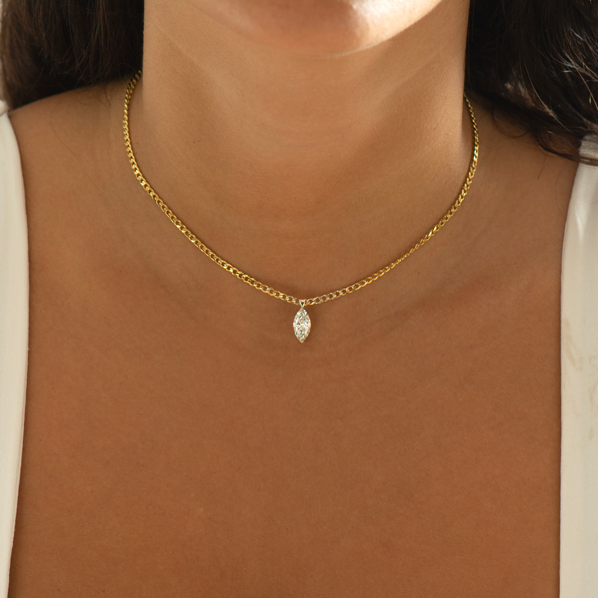Marquise Lab Diamond Cuban Choker
