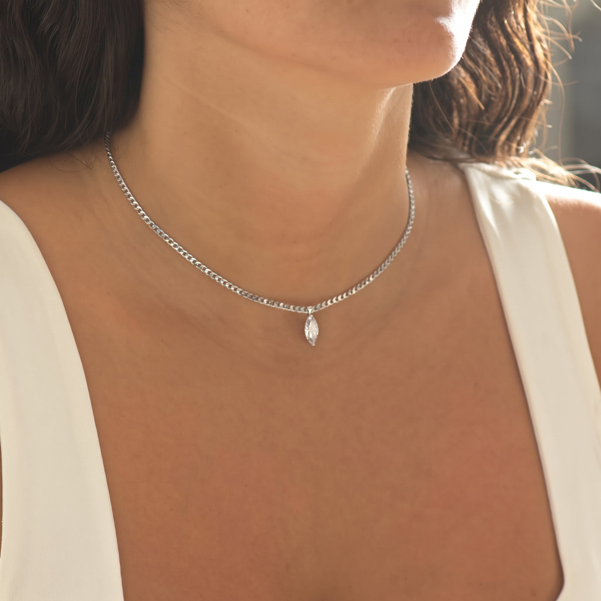 Marquise Lab Diamond Cuban Choker