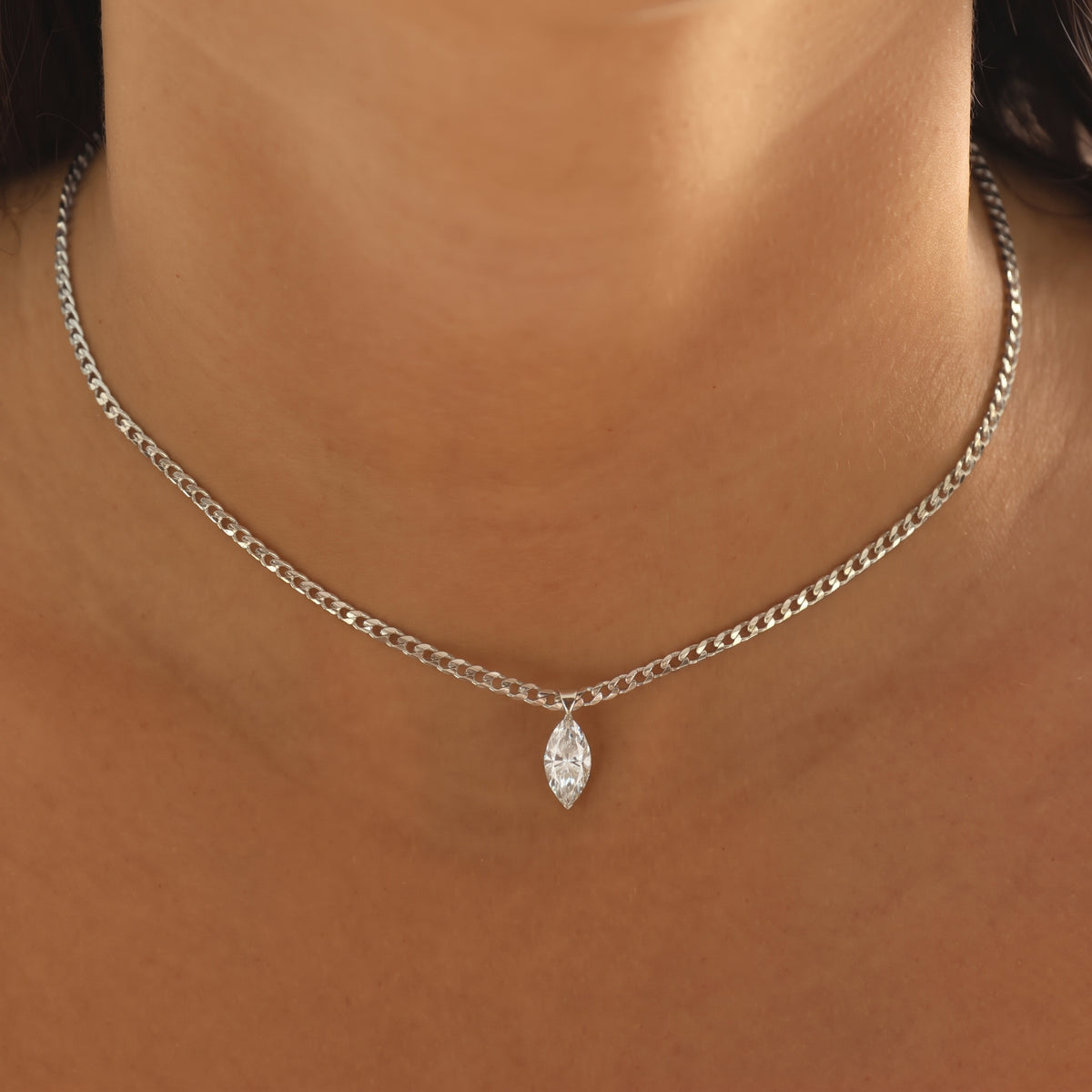 Marquise Lab Diamond Cuban Choker