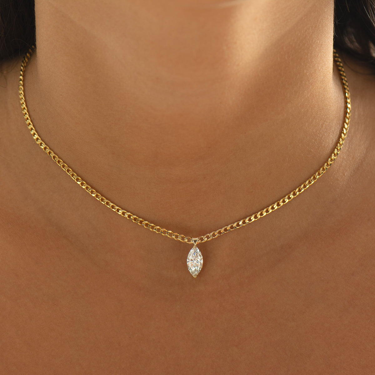 Marquise Lab Diamond Cuban Choker