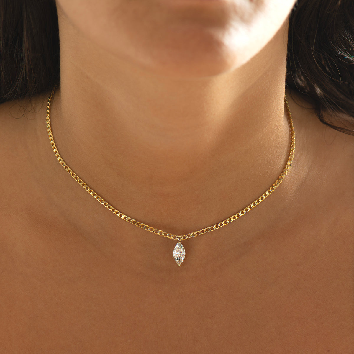 Marquise Lab Diamond Cuban Choker