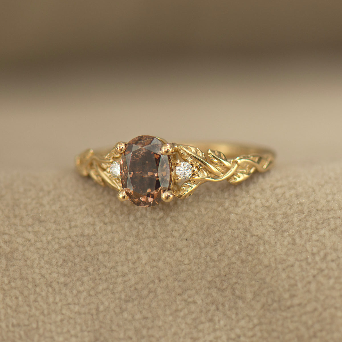 Brown Diamond Leaf Ring