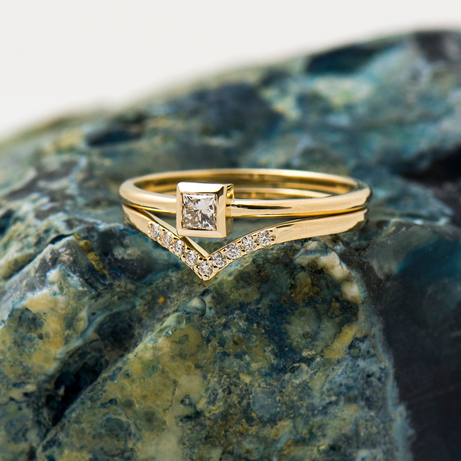 Solitaire Square Diamond Set