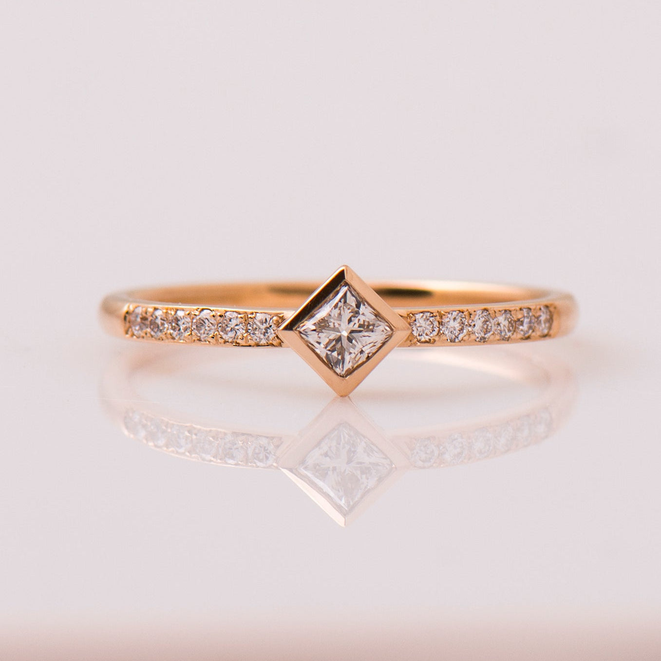 Rhombus Square Diamond Engagement Ring