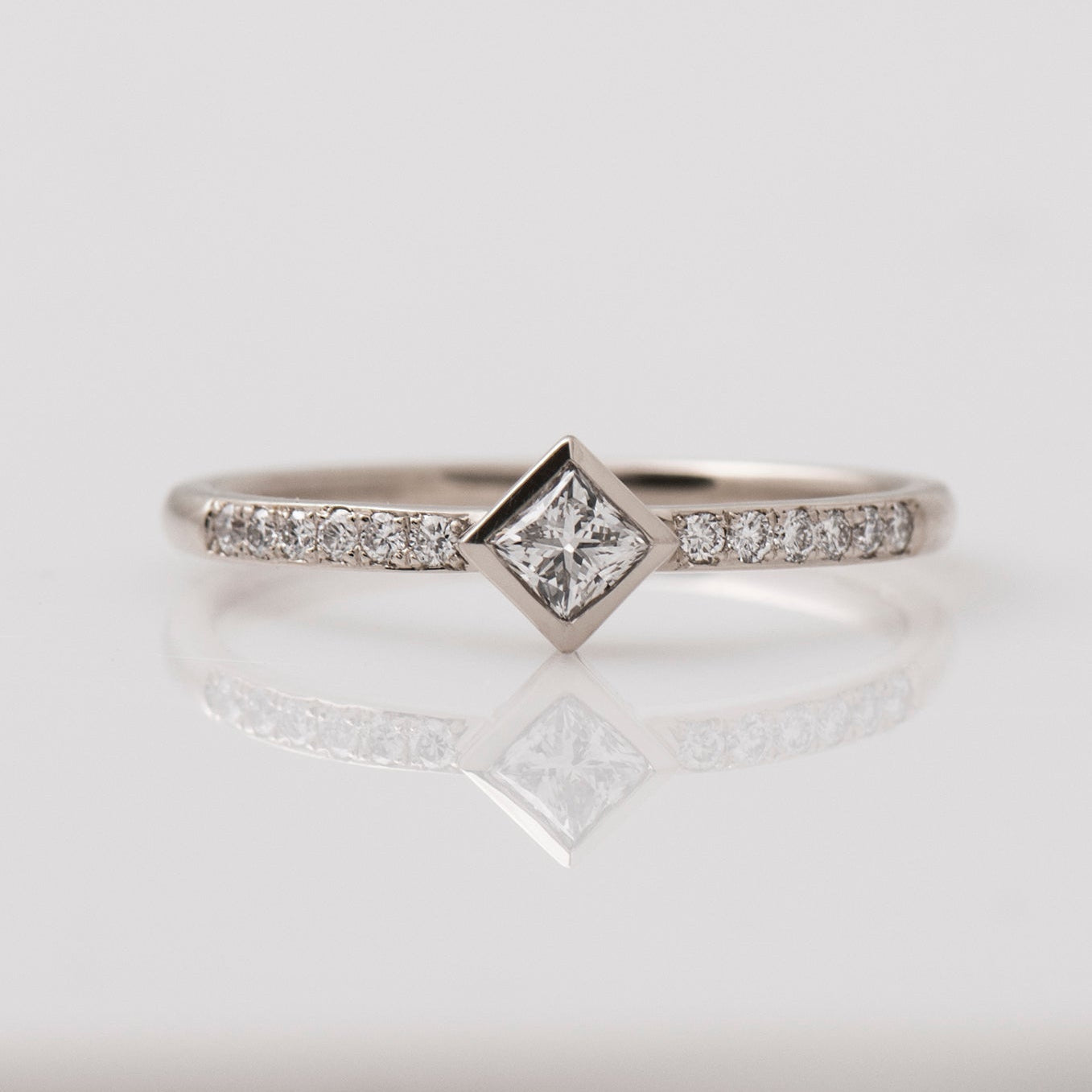 Rhombus Square Diamond Engagement Ring