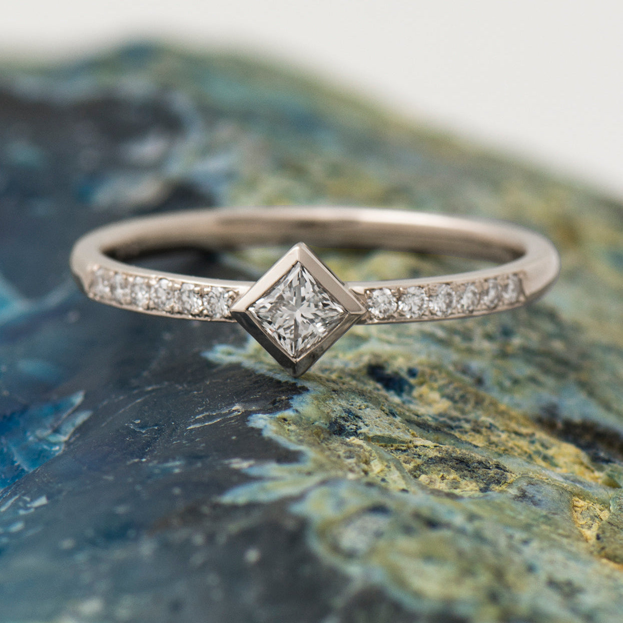Rhombus Square Diamond Engagement Ring