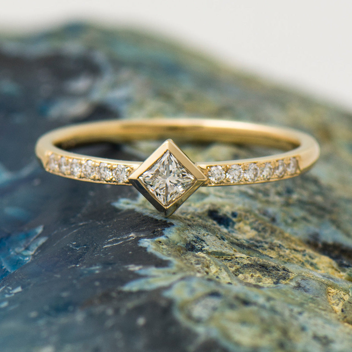 Rhombus Square Diamond Engagement Ring