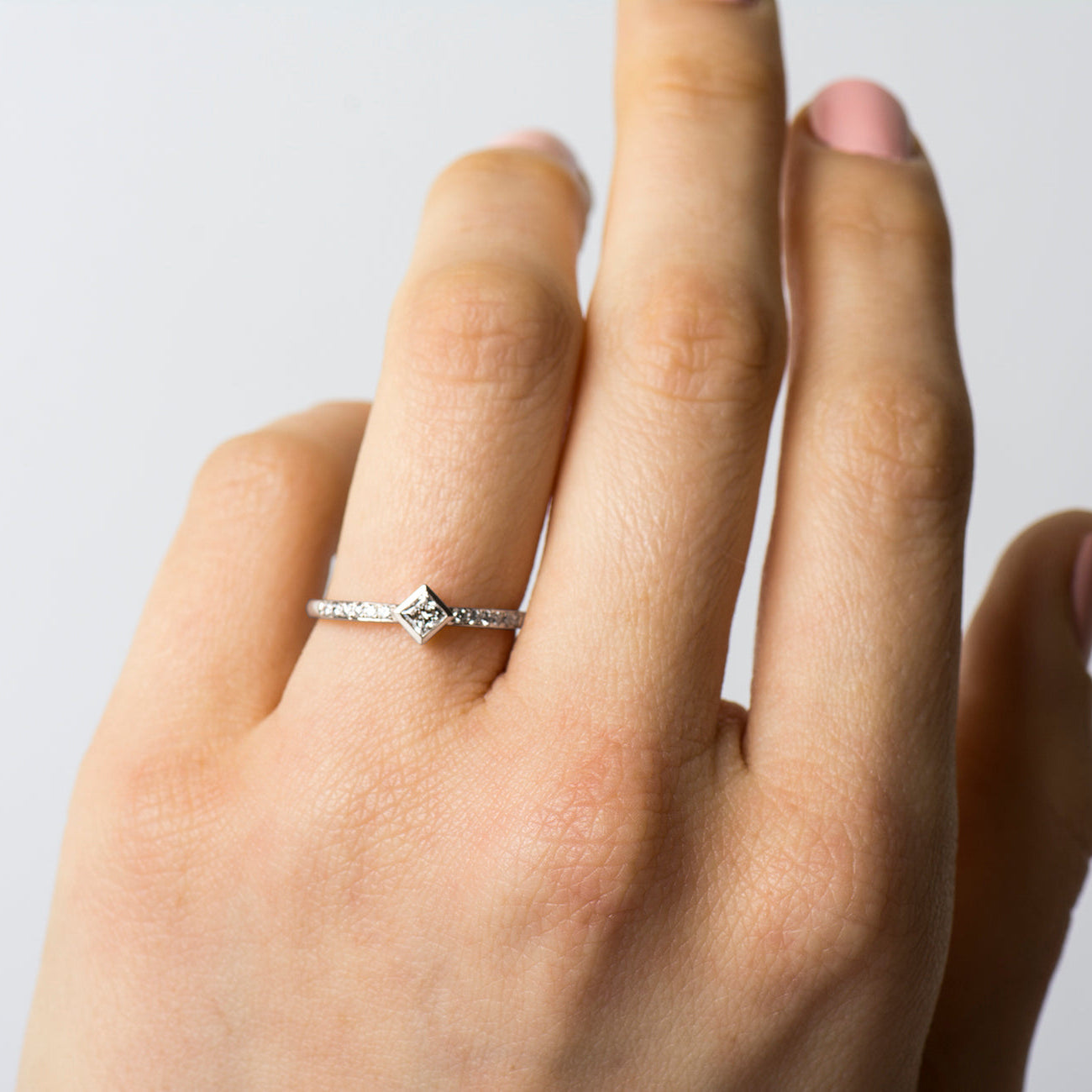 Rhombus Square Diamond Engagement Ring