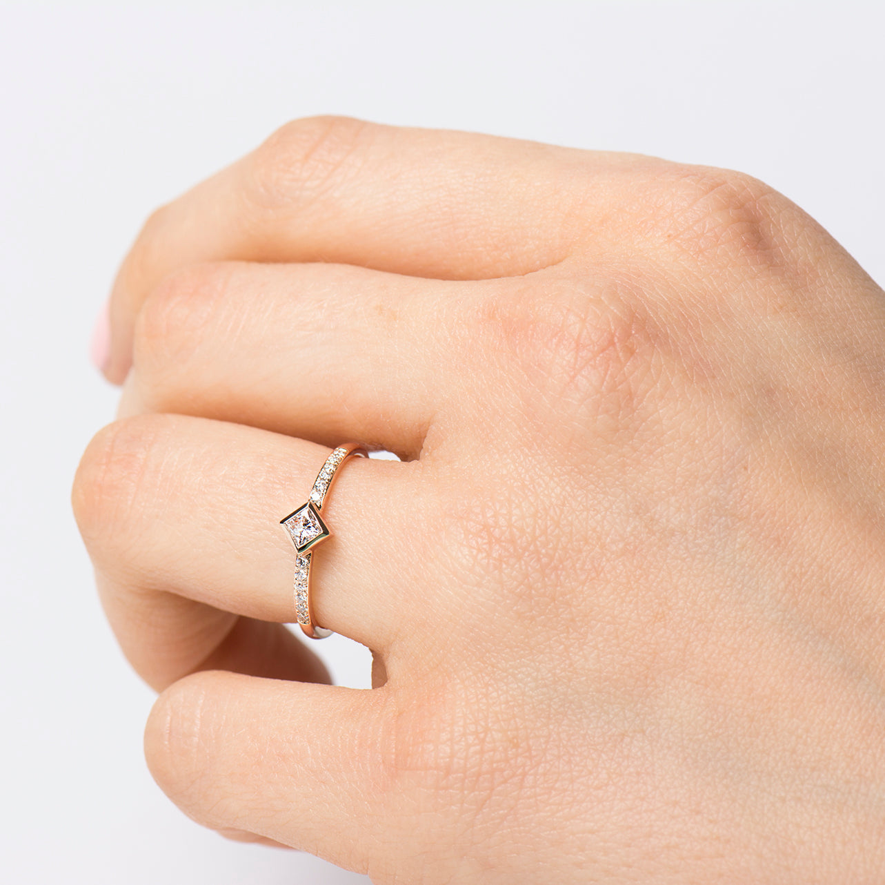 Rhombus Square Diamond Engagement Ring