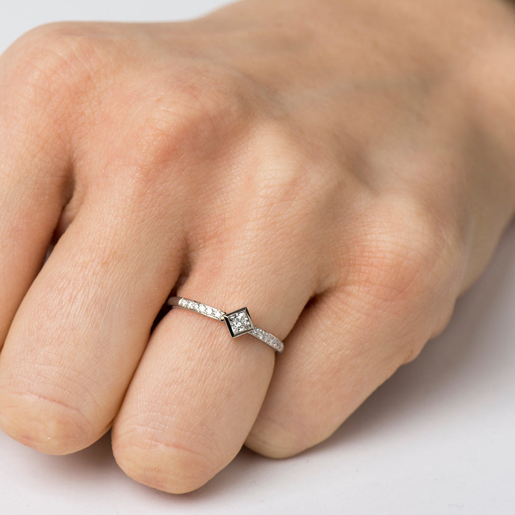 Rhombus Square Diamond Engagement Ring