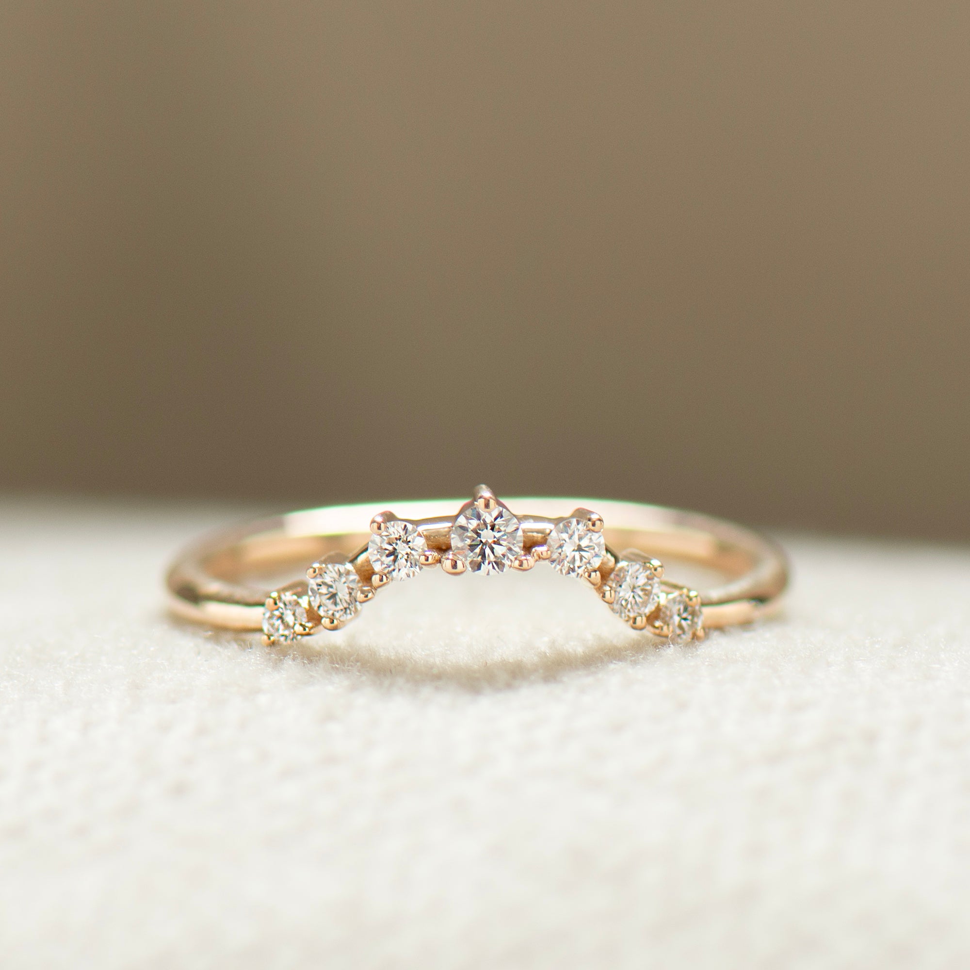 Curved Seven Diamonds Matching Ring