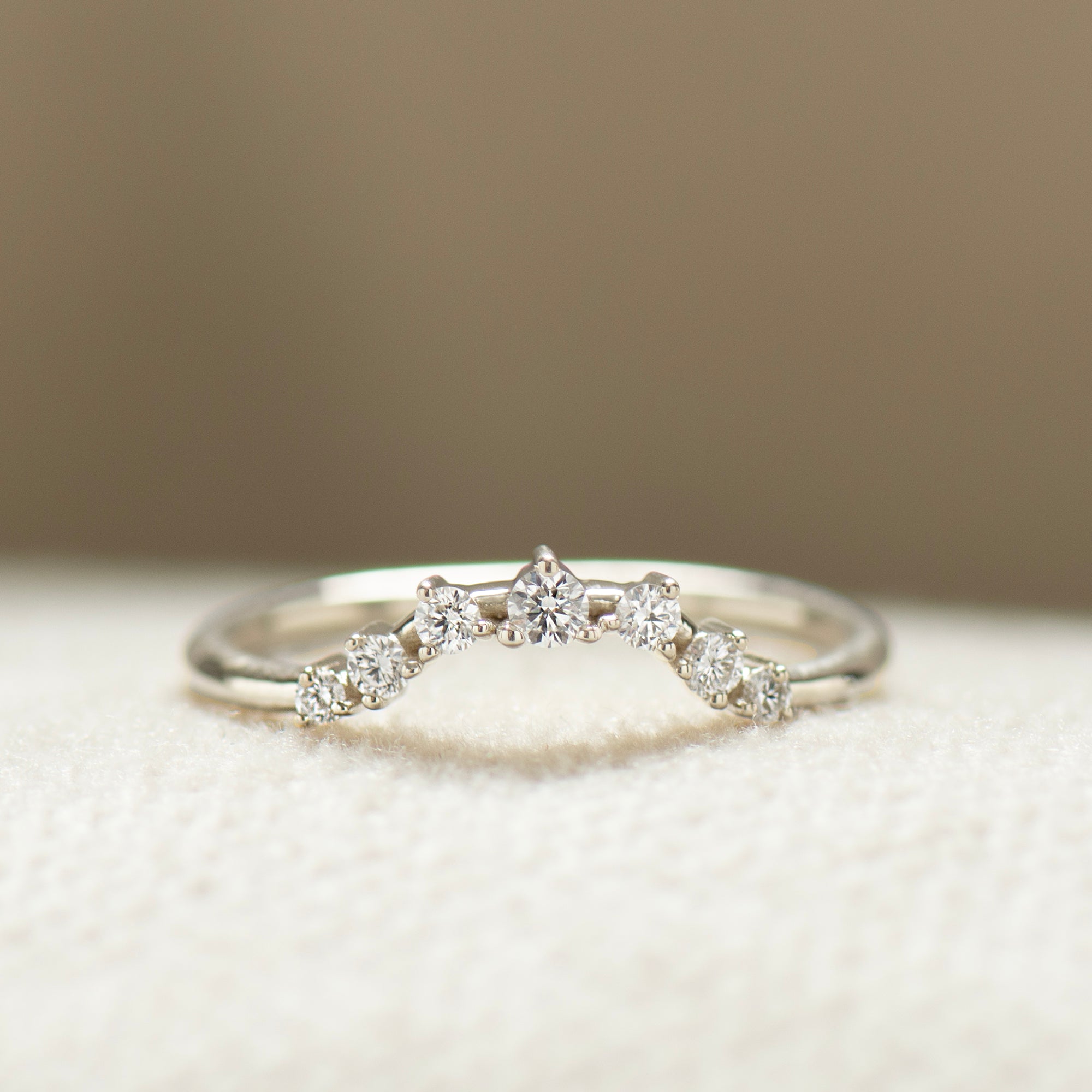 Curved Seven Diamonds Matching Ring