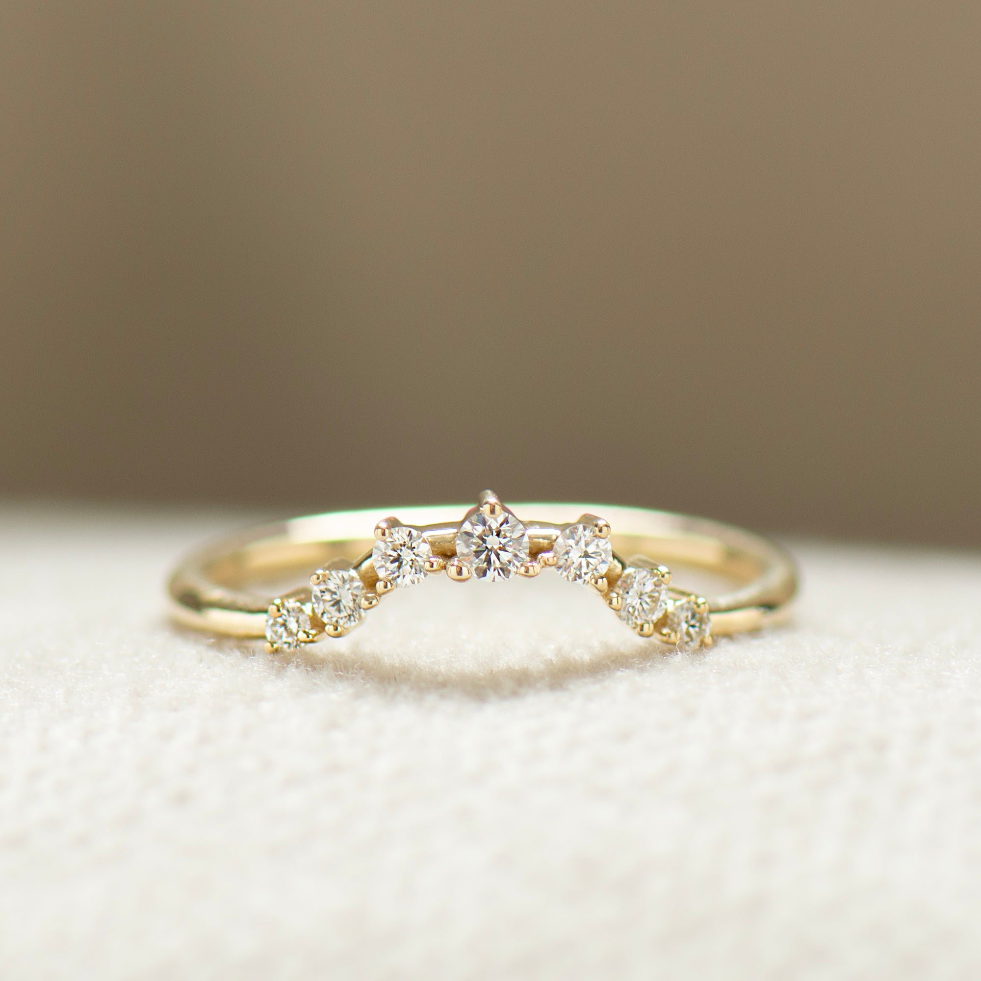 Curved Seven Diamonds Matching Ring