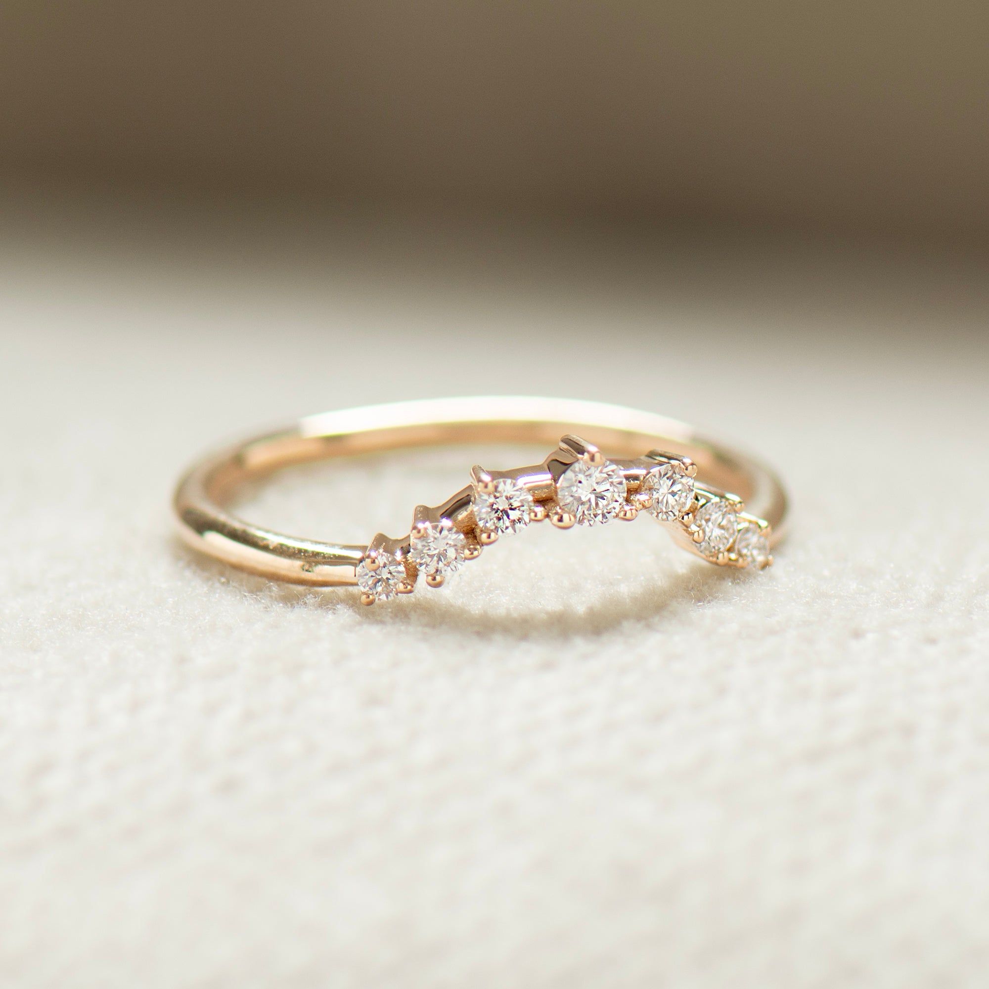 Curved Seven Diamonds Matching Ring