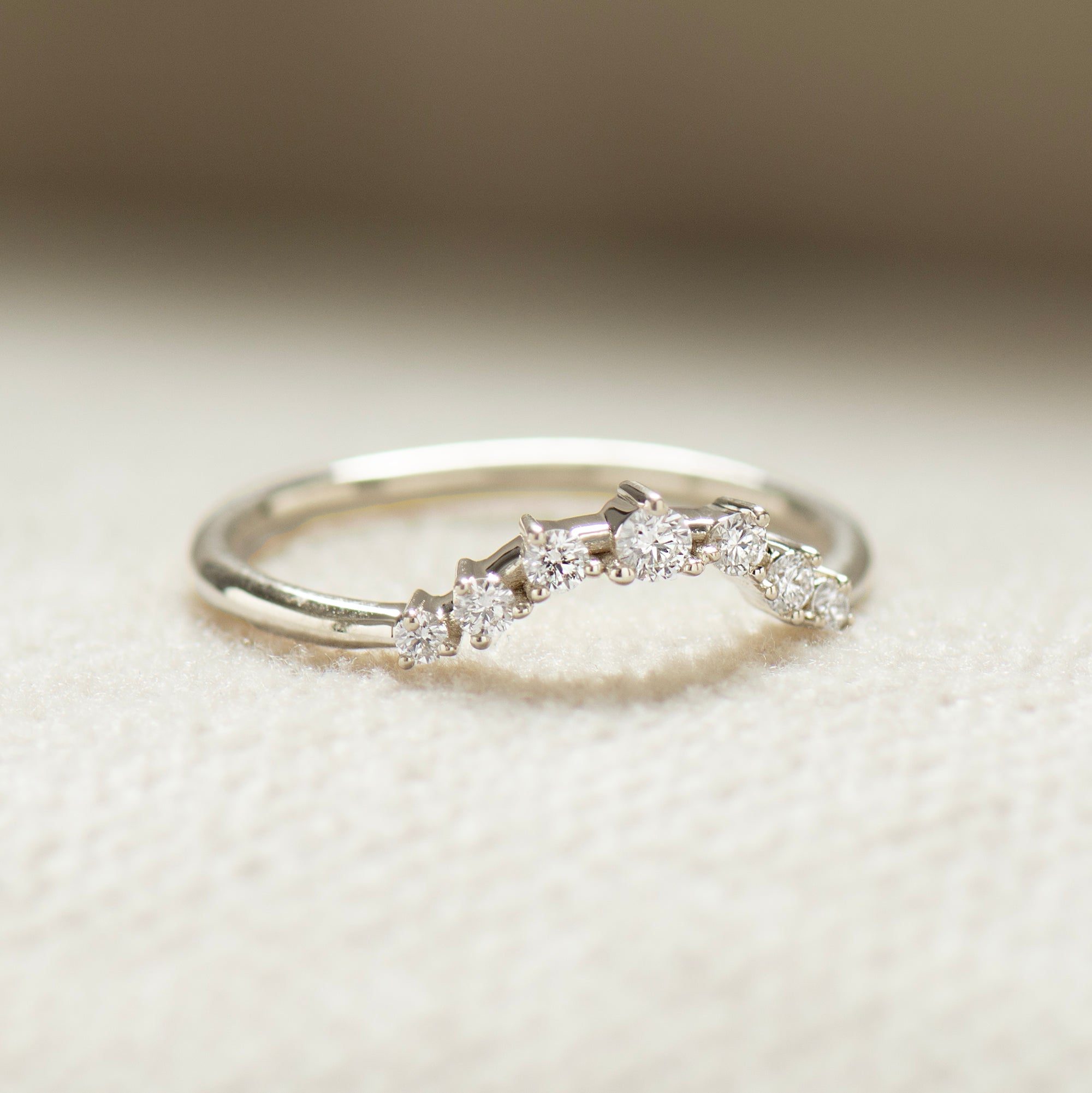 Curved Seven Diamonds Matching Ring
