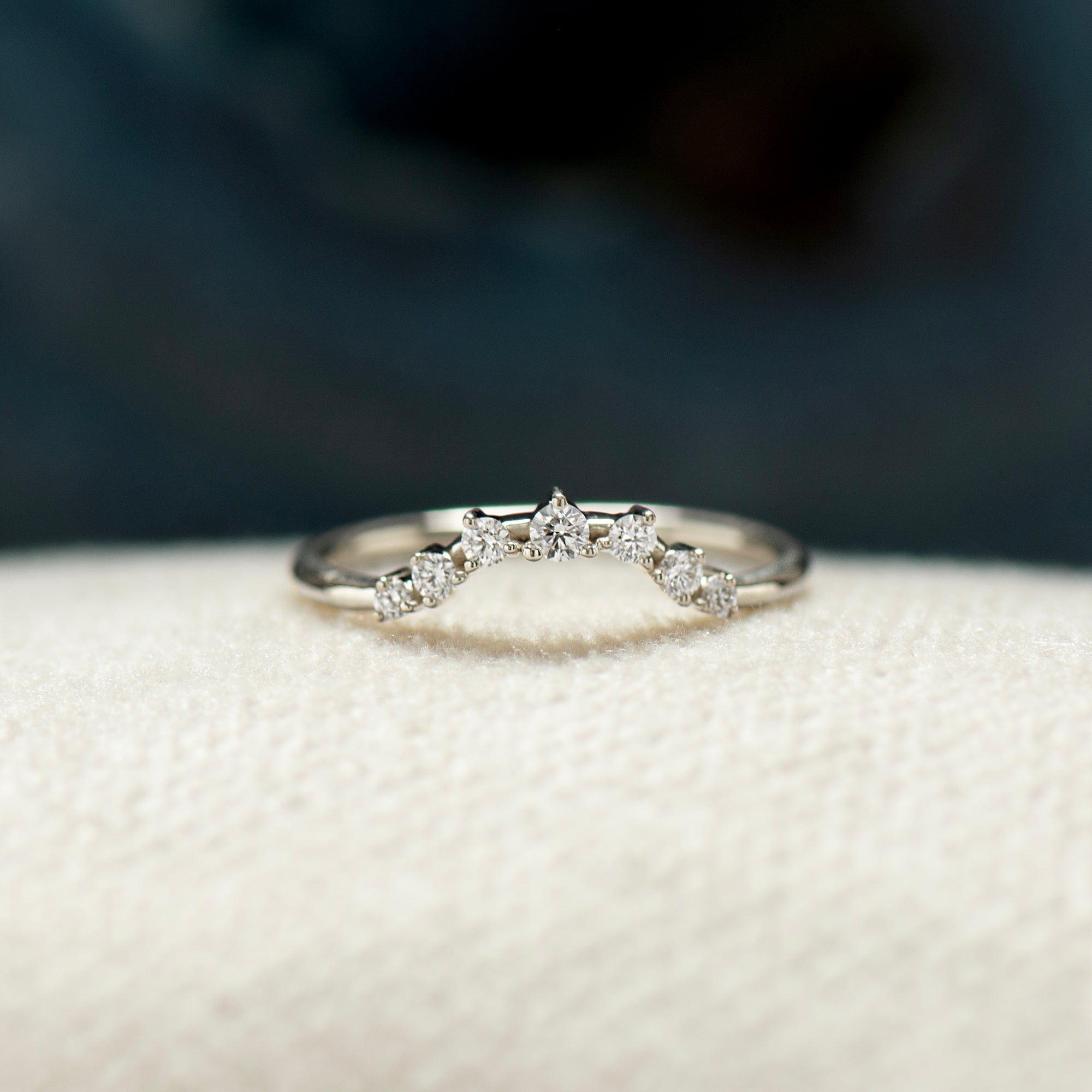 Curved Seven Diamonds Matching Ring