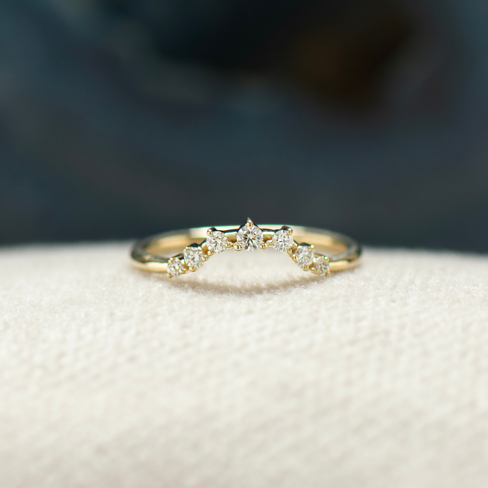 Curved Seven Diamonds Matching Ring