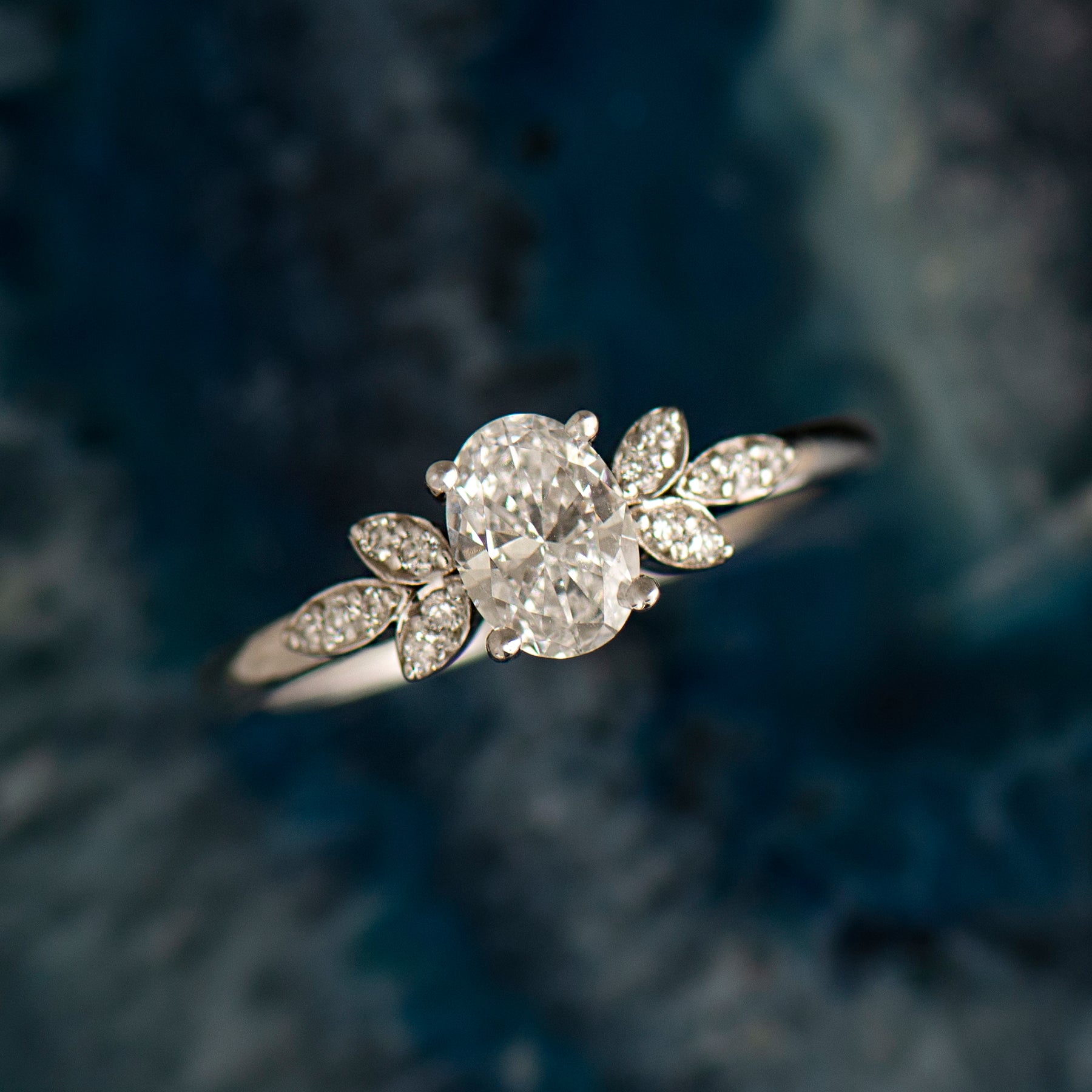 Flower Oval Engagement Ring