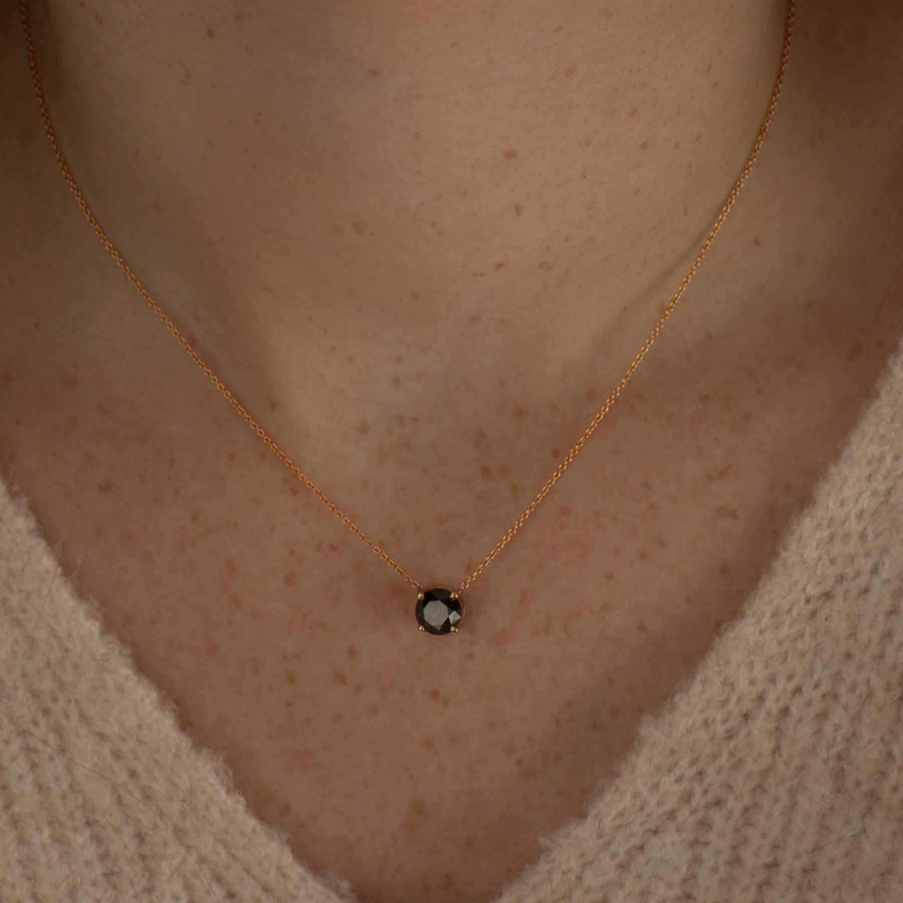 Black Diamond Solitaire Necklace