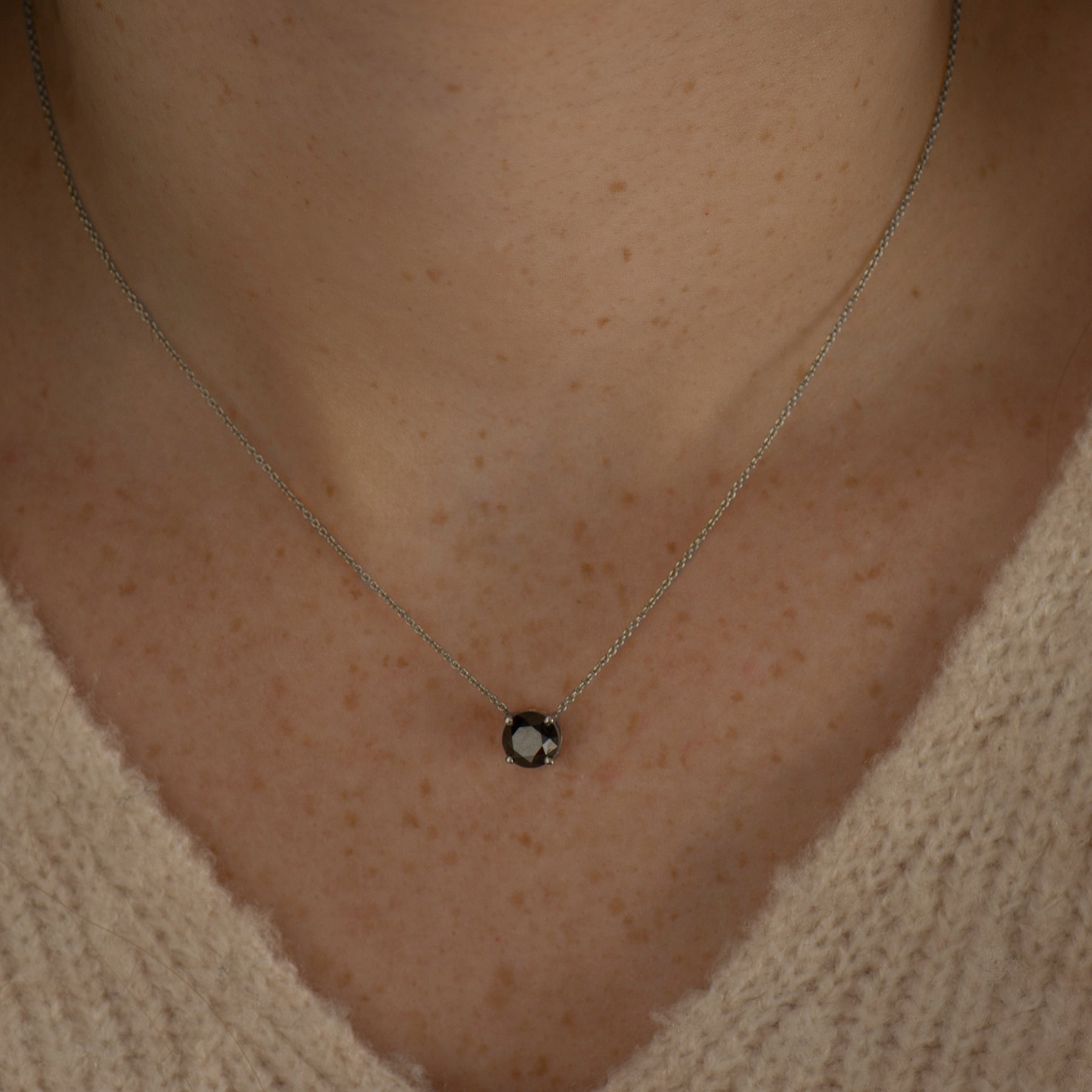 Black Diamond Solitaire Necklace