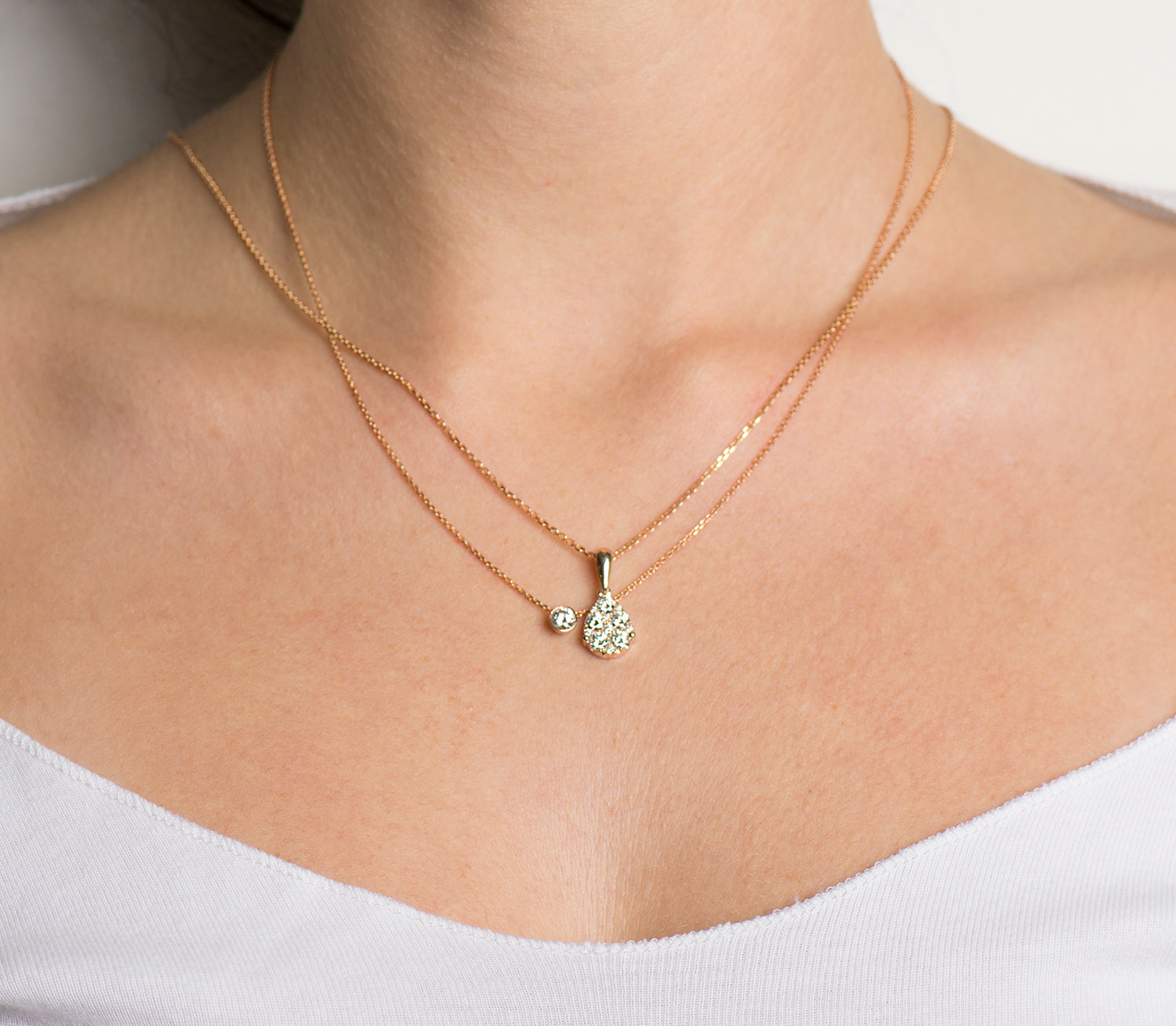 Teardrop Pave Diamonds Necklace