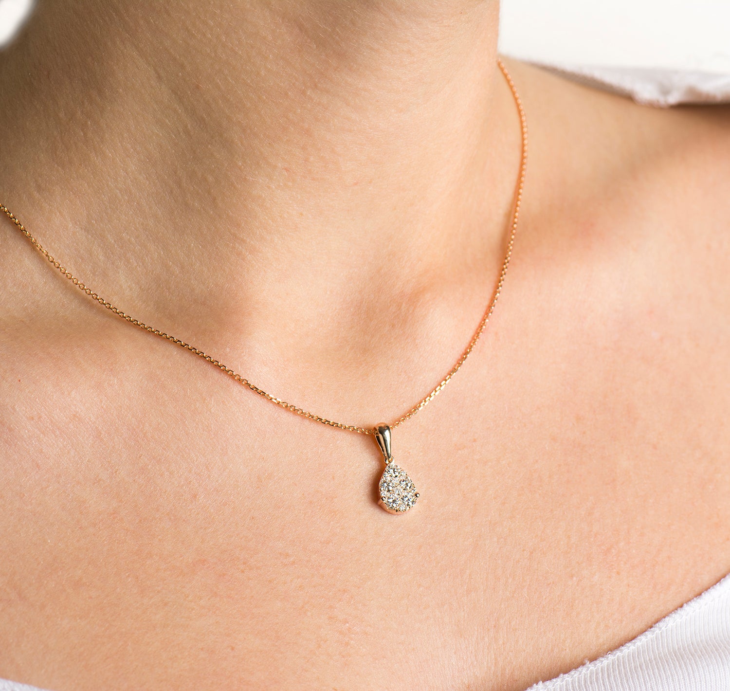 Teardrop Pave Diamonds Necklace