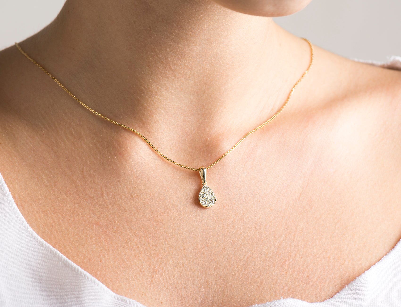 Teardrop Pave Diamonds Necklace