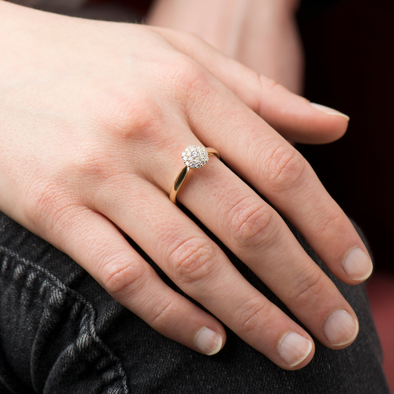 White Bursting Cluster Diamond Ring
