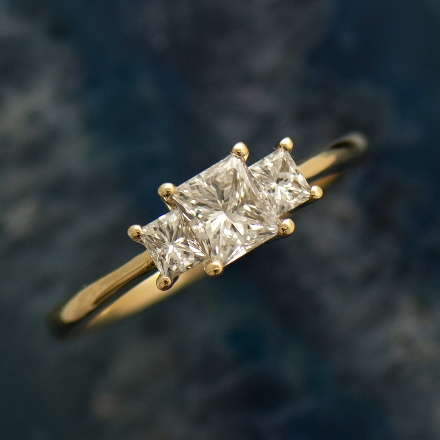 Three Stone Princess Diamond Ring Engagement Ring Nir Oliva