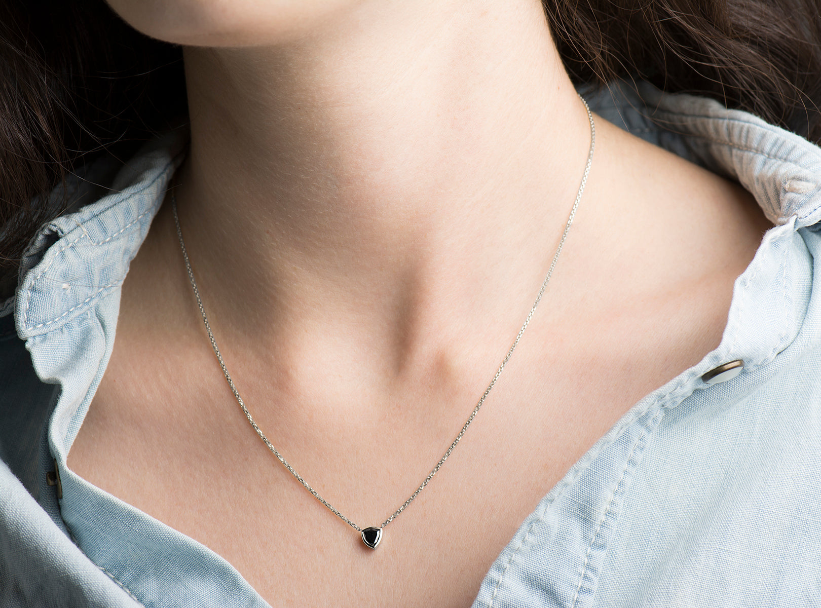 Black Diamond Trillion Necklace