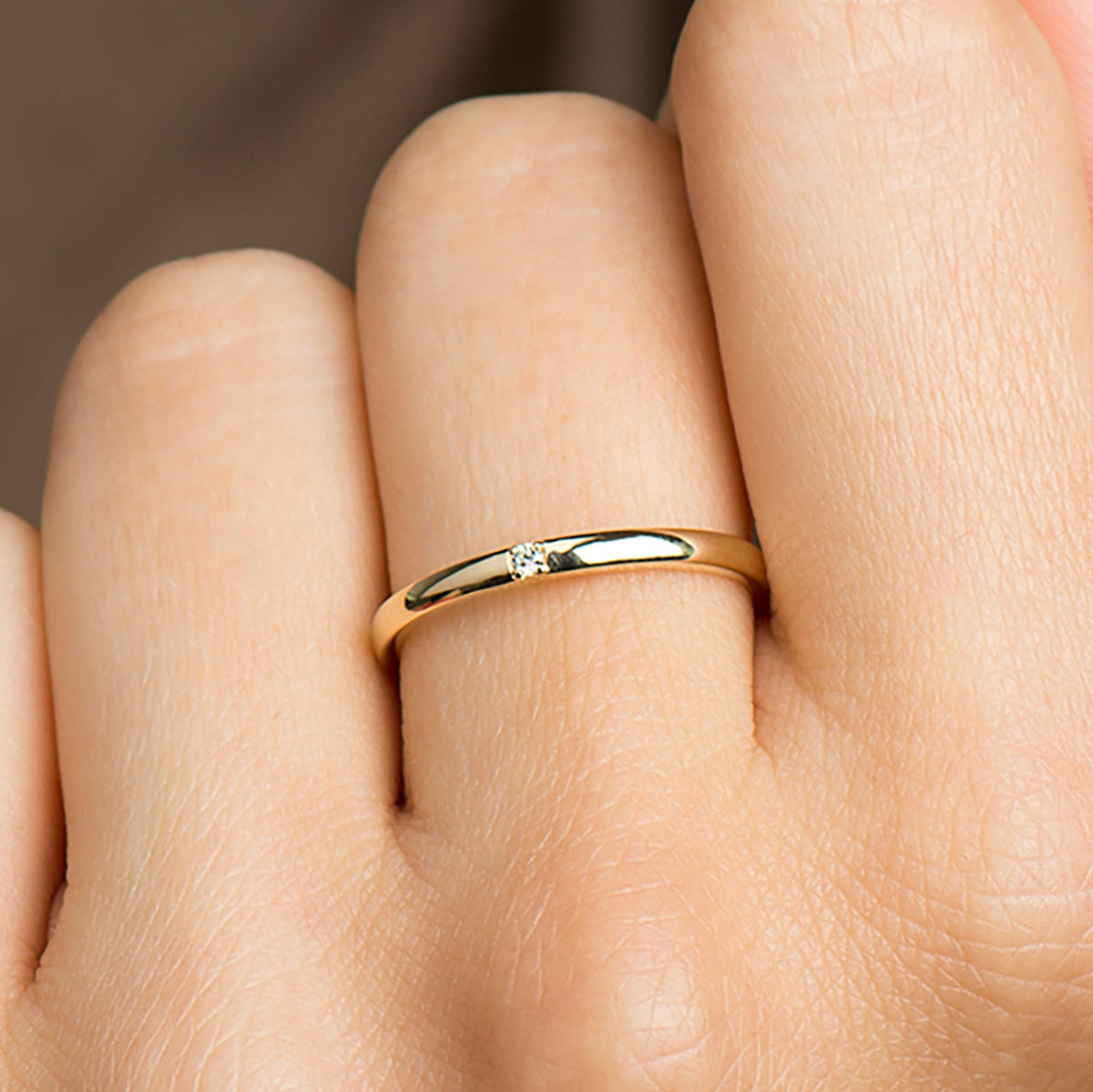 2mm Single Diamond Ring