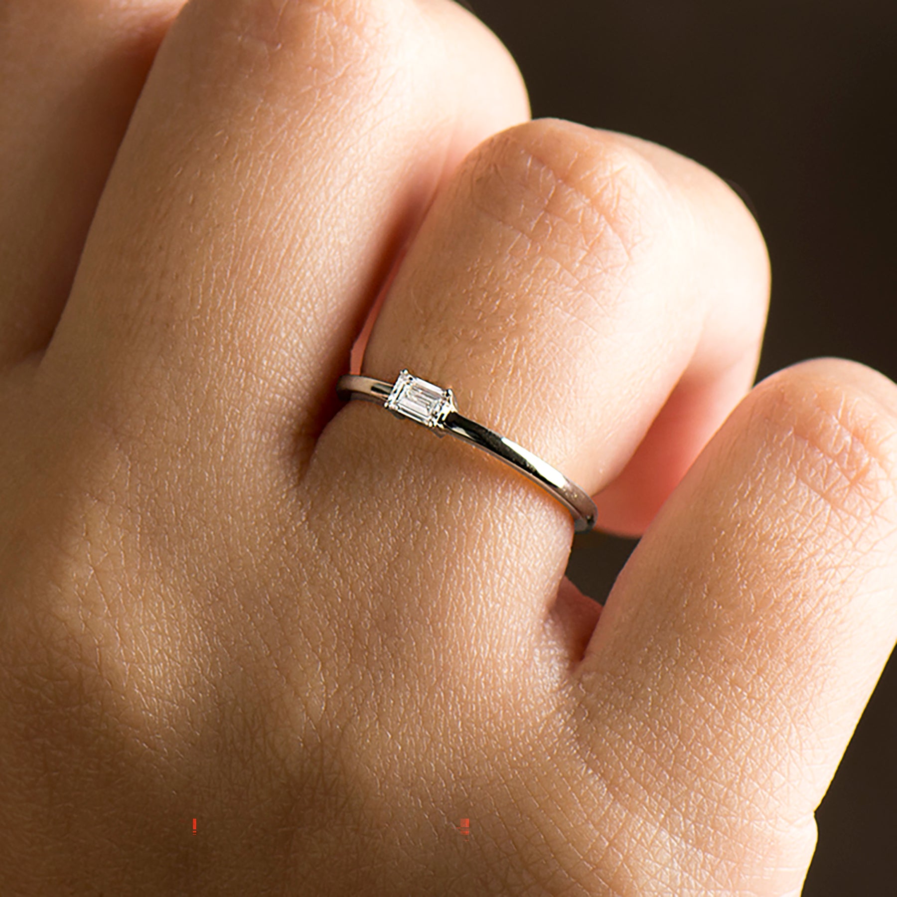 The Skinny Band Solitaire - Baguette