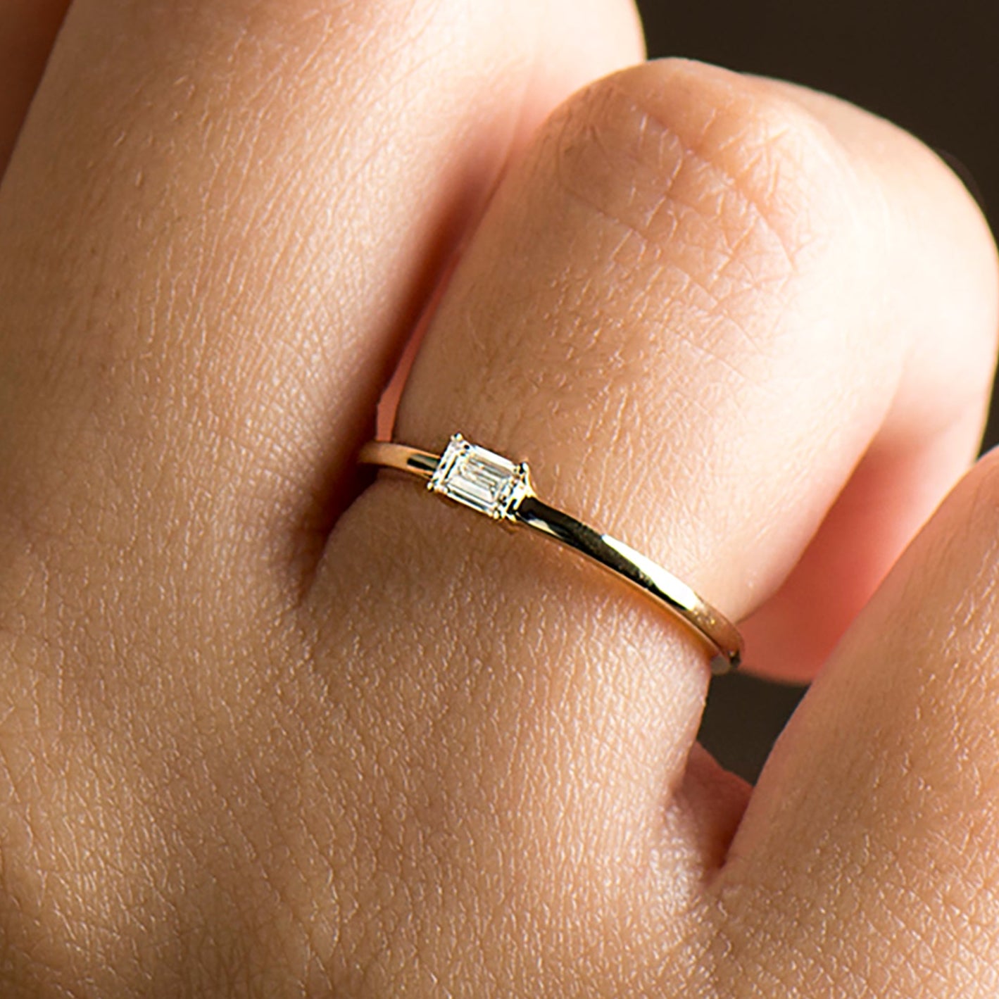 The Skinny Band Solitaire - Baguette