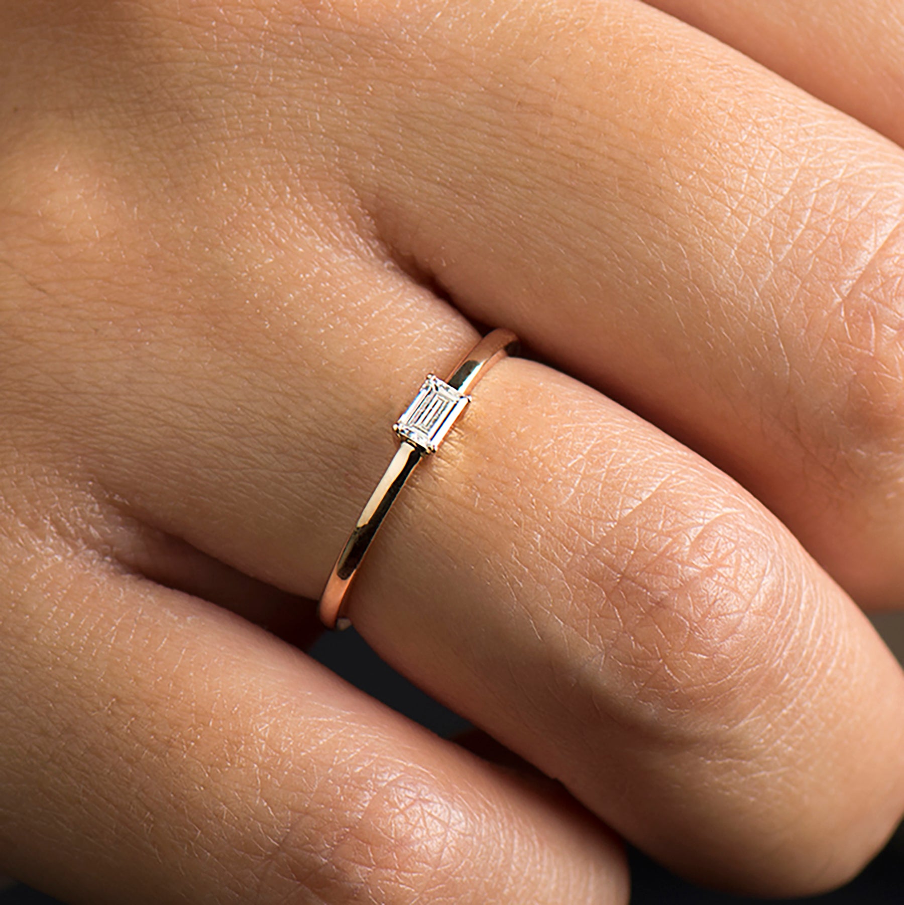 The Skinny Band Solitaire - Baguette