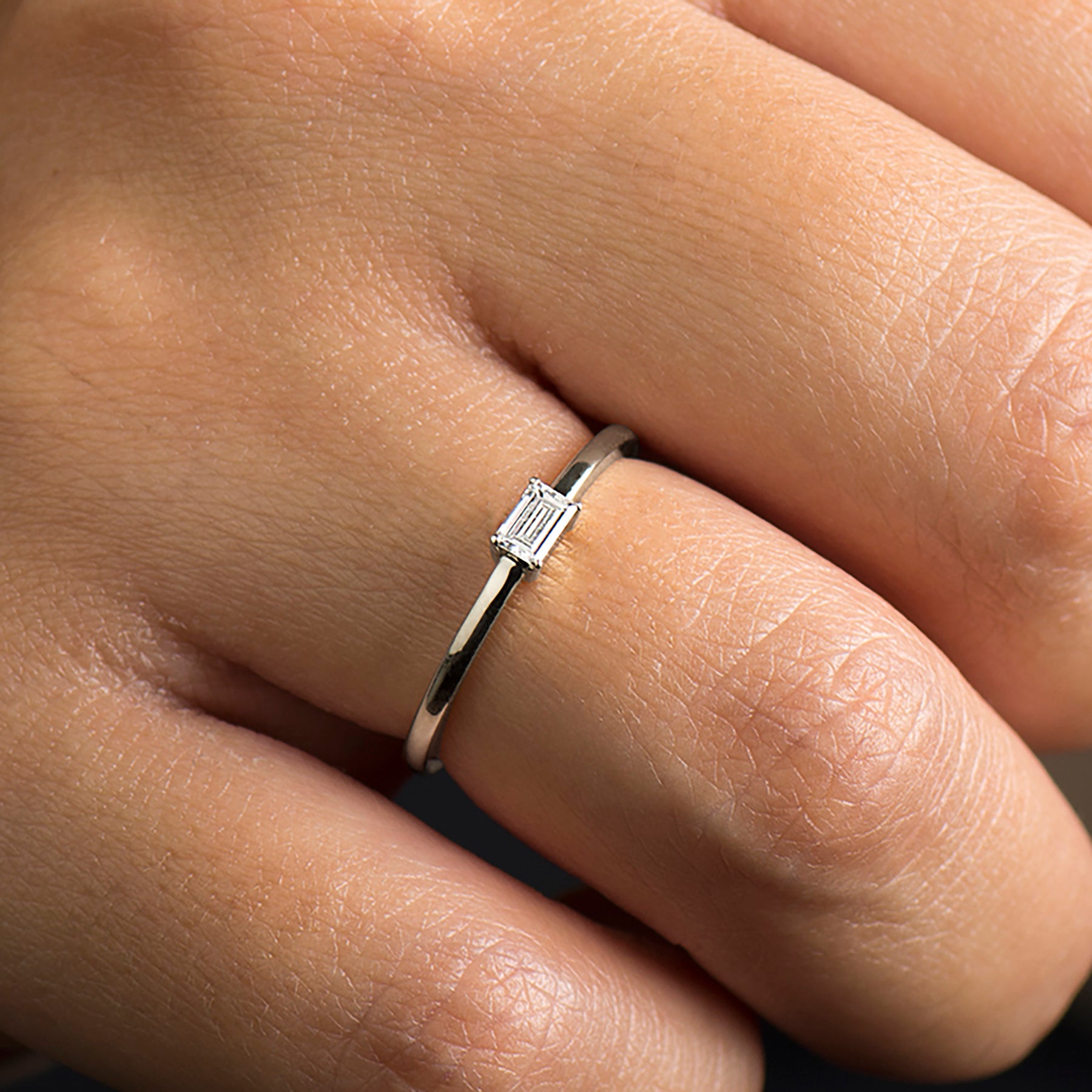 The Skinny Band Solitaire - Baguette