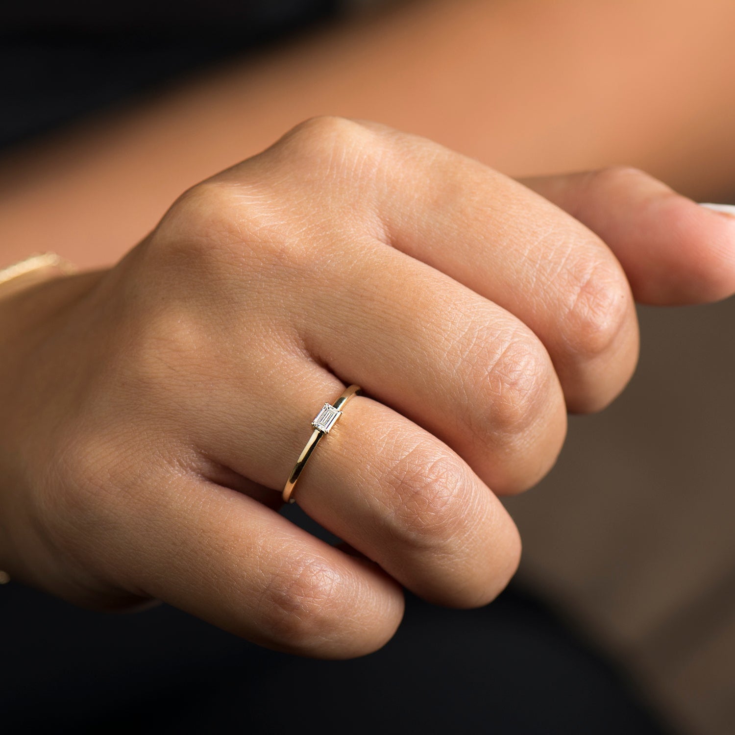 The Skinny Band Solitaire - Baguette