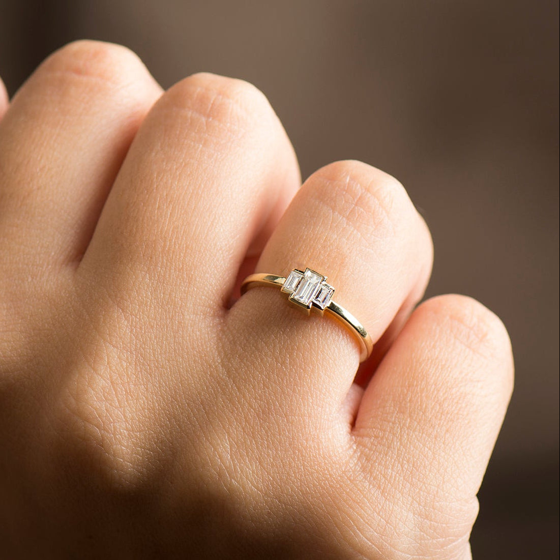 Baguette Engagement Ring - 14K Yellow Gold